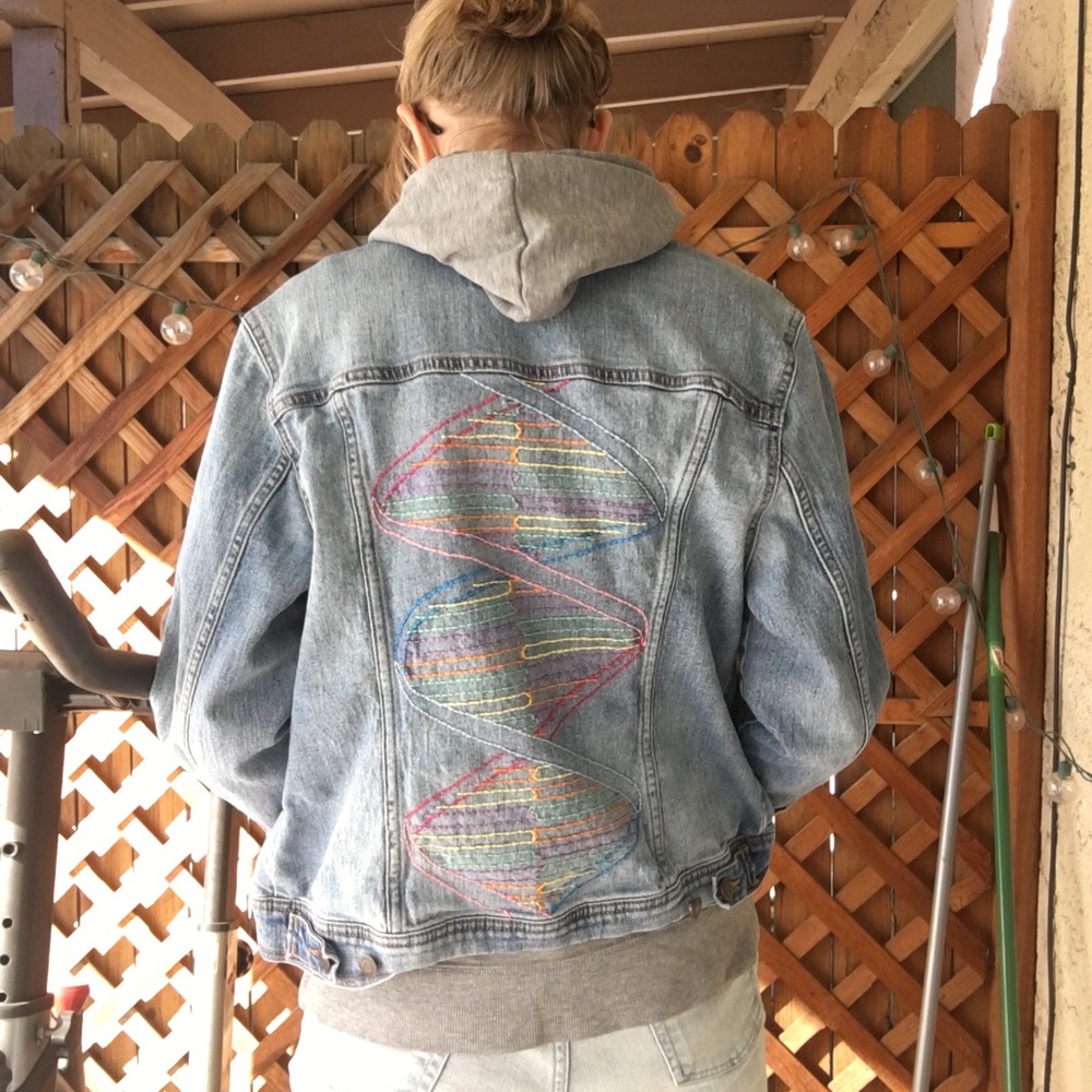 DNA embroidered denim jacket